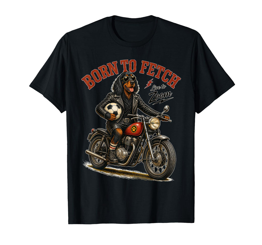 Gordon Setter Motorbike Love Footbal T-Shirt - Streetwear Style for Adults - T-Shirt, Sweatshirt, Hoodie