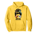 Mom Ballers Messy Bun Football Mom Hoodie - Unique Graphic Men Women - T-Shirt, Sweatshirt, Hoodie