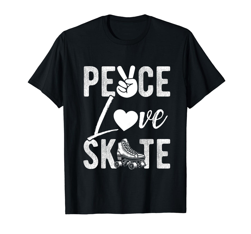Peace Love Skate Roller Skating Peace T-Shirt - Aesthetic Graphic Unisex - T-Shirt, Sweatshirt, Hoodie