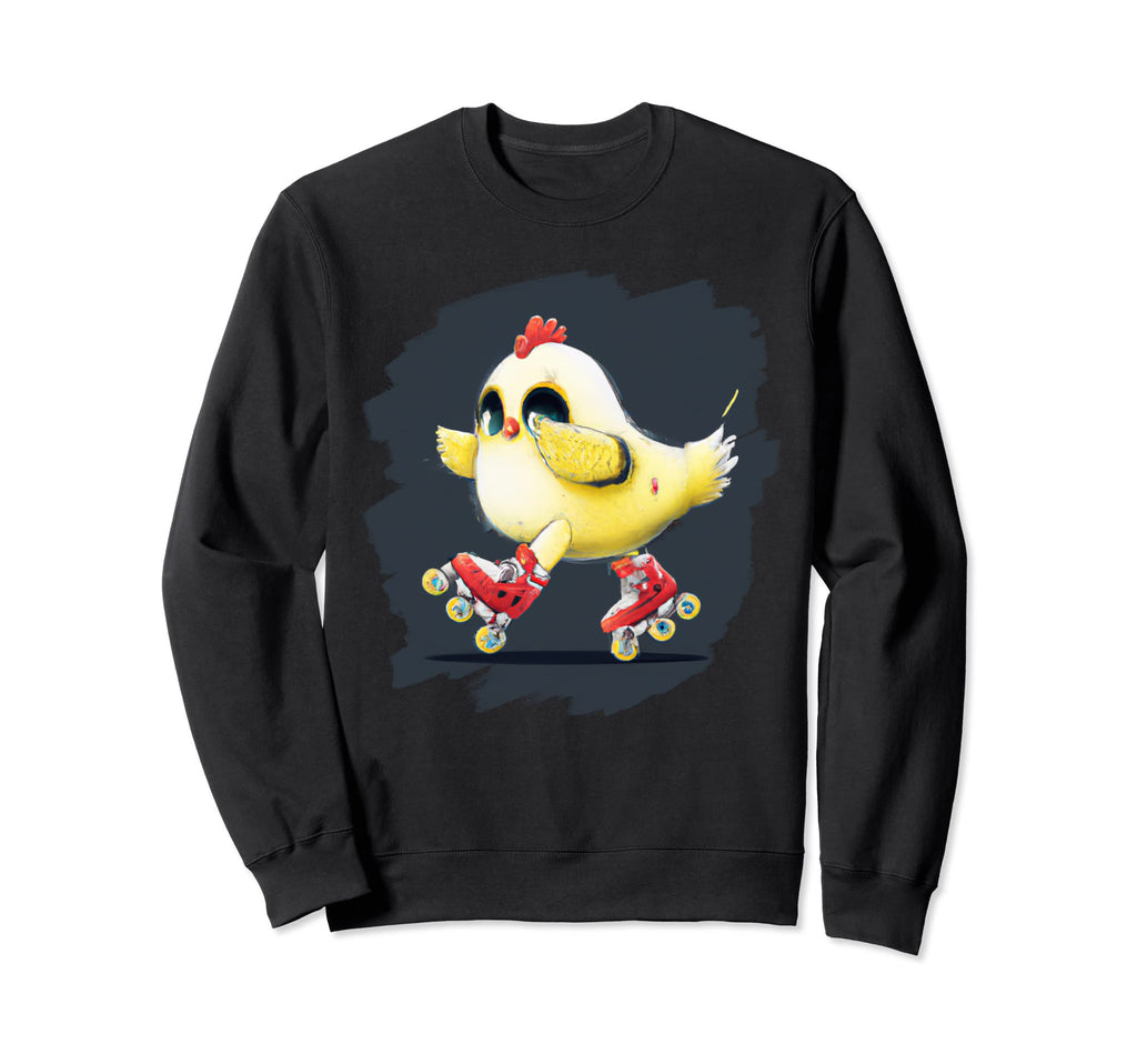 Funny Chicken Roller Skates Farm Sweatshirt - Fun Novelty Design Men Women - T-Shirt, Sweatshirt, Hoodie