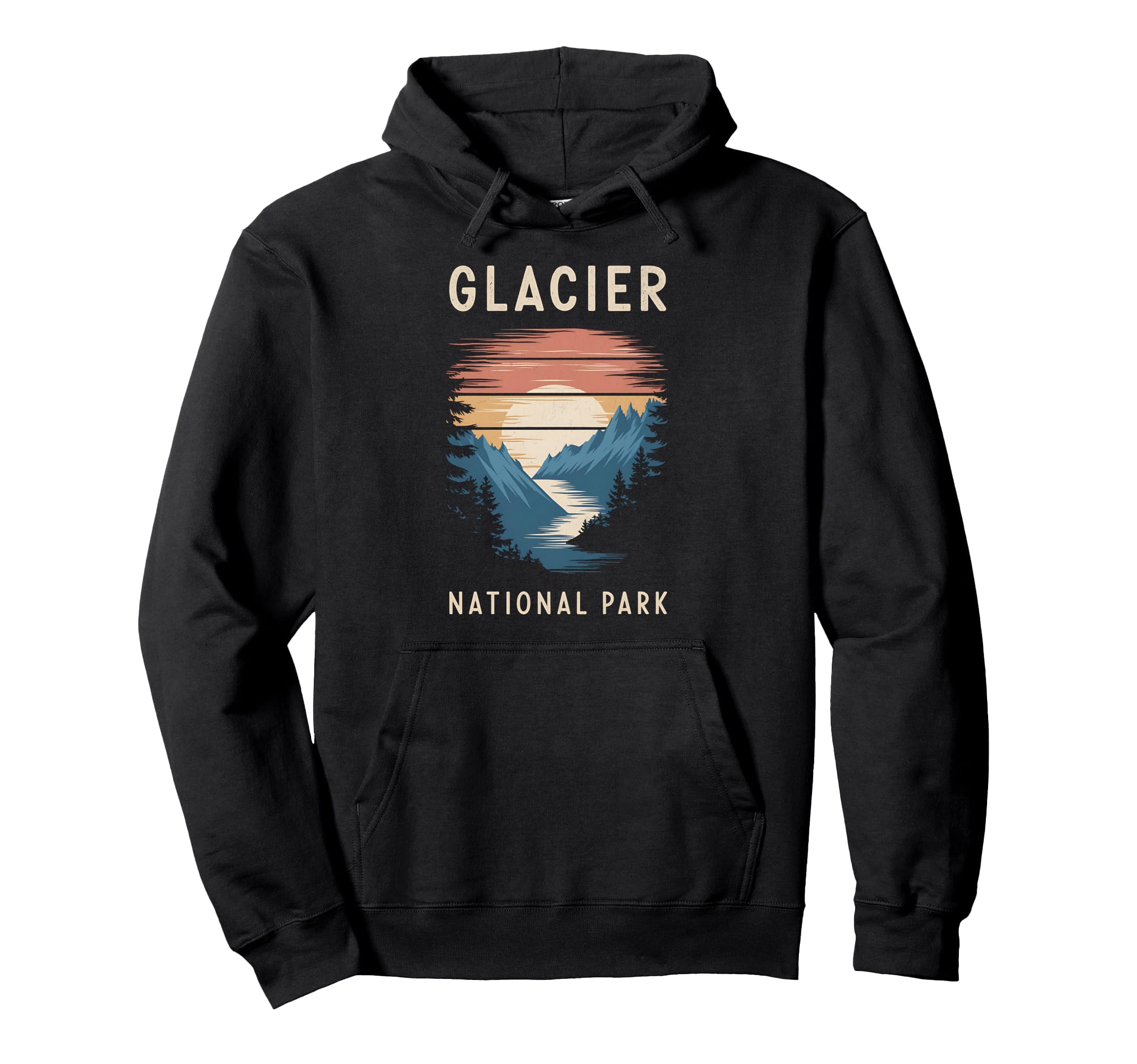 Sunset Glacier National Park Scenic Hoodie - Unique Graphic Unisex - T-Shirt, Sweatshirt, Hoodie