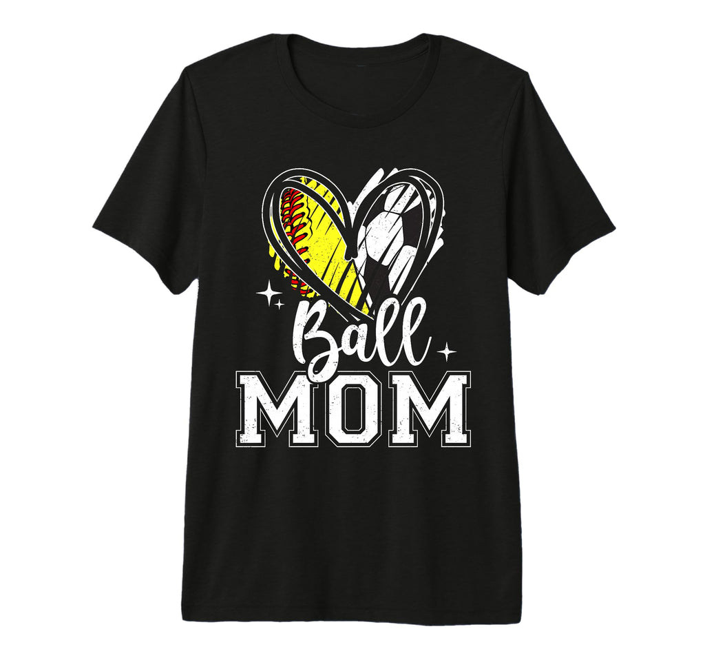 Ball Mom Softball Soccer Ball Heart T-Shirt - Unique Graphic for Adults - T-Shirt, Sweatshirt, Hoodie
