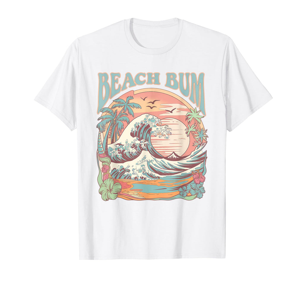 Beach Bum Surf Wave Tropical Sunset T-Shirt - Custom Art Print Men Women - T-Shirt, Sweatshirt, Hoodie