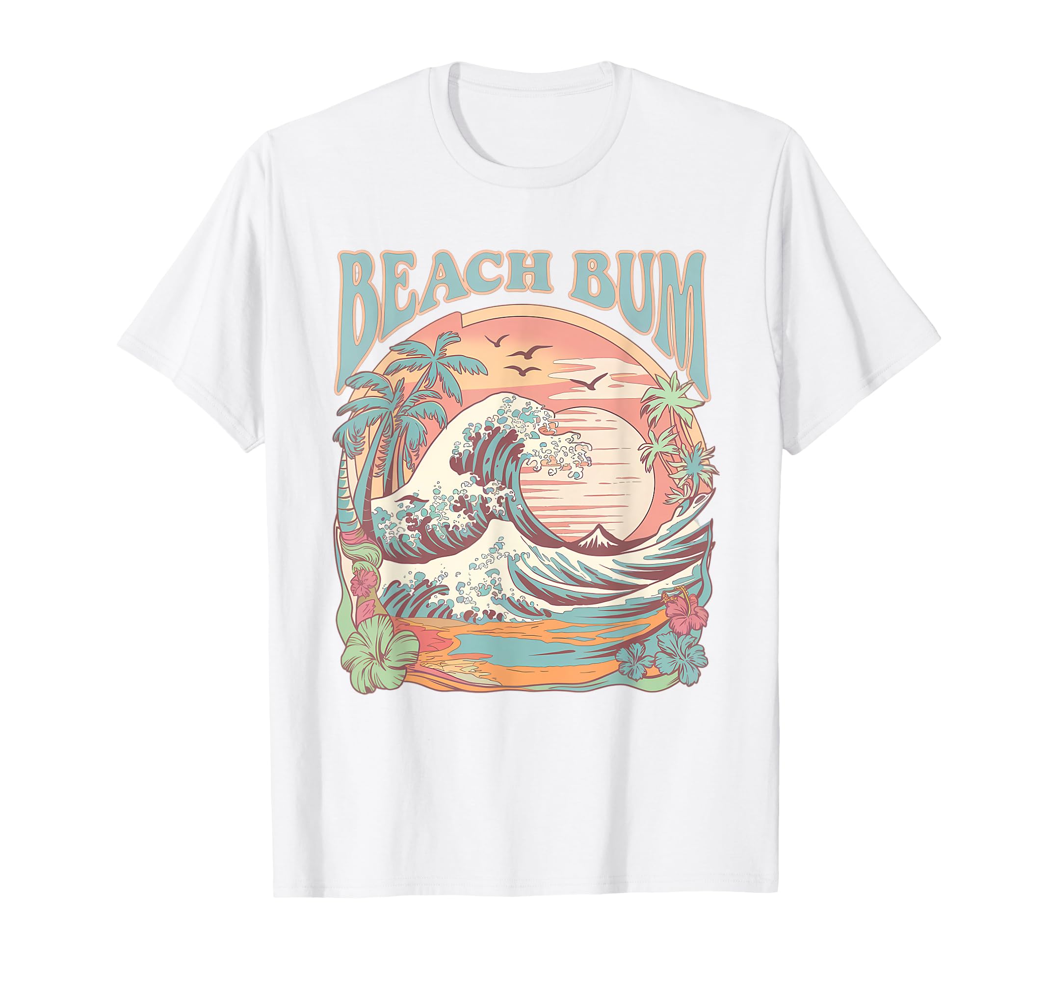 Beach Bum Surf Wave Tropical Sunset T-Shirt - Custom Art Print Men Women - T-Shirt, Sweatshirt, Hoodie