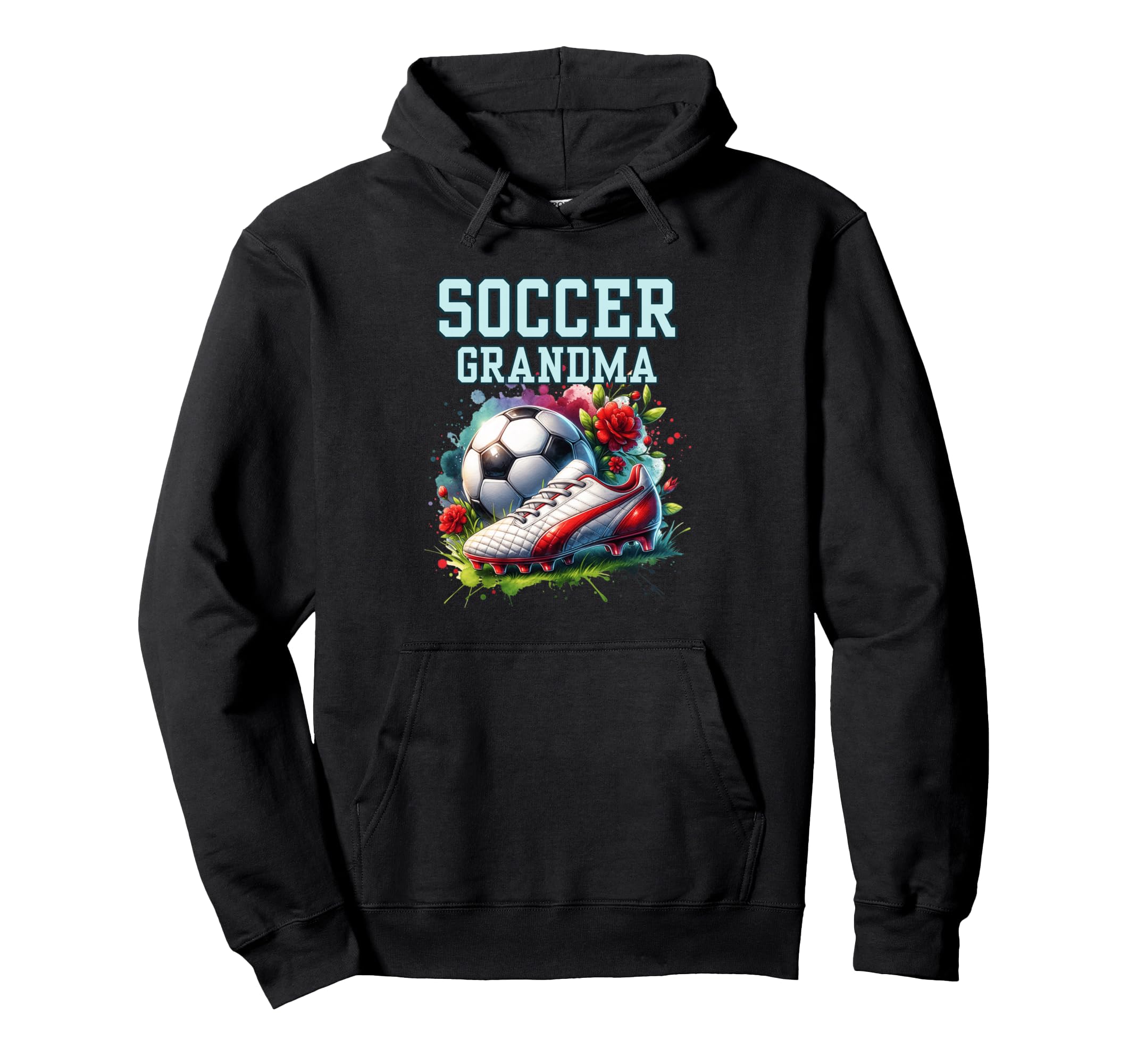 Soccer Grandma Floral Soccer Ball Hoodie - Fun Novelty Design for Adults - T-Shirt, Sweatshirt, Hoodie