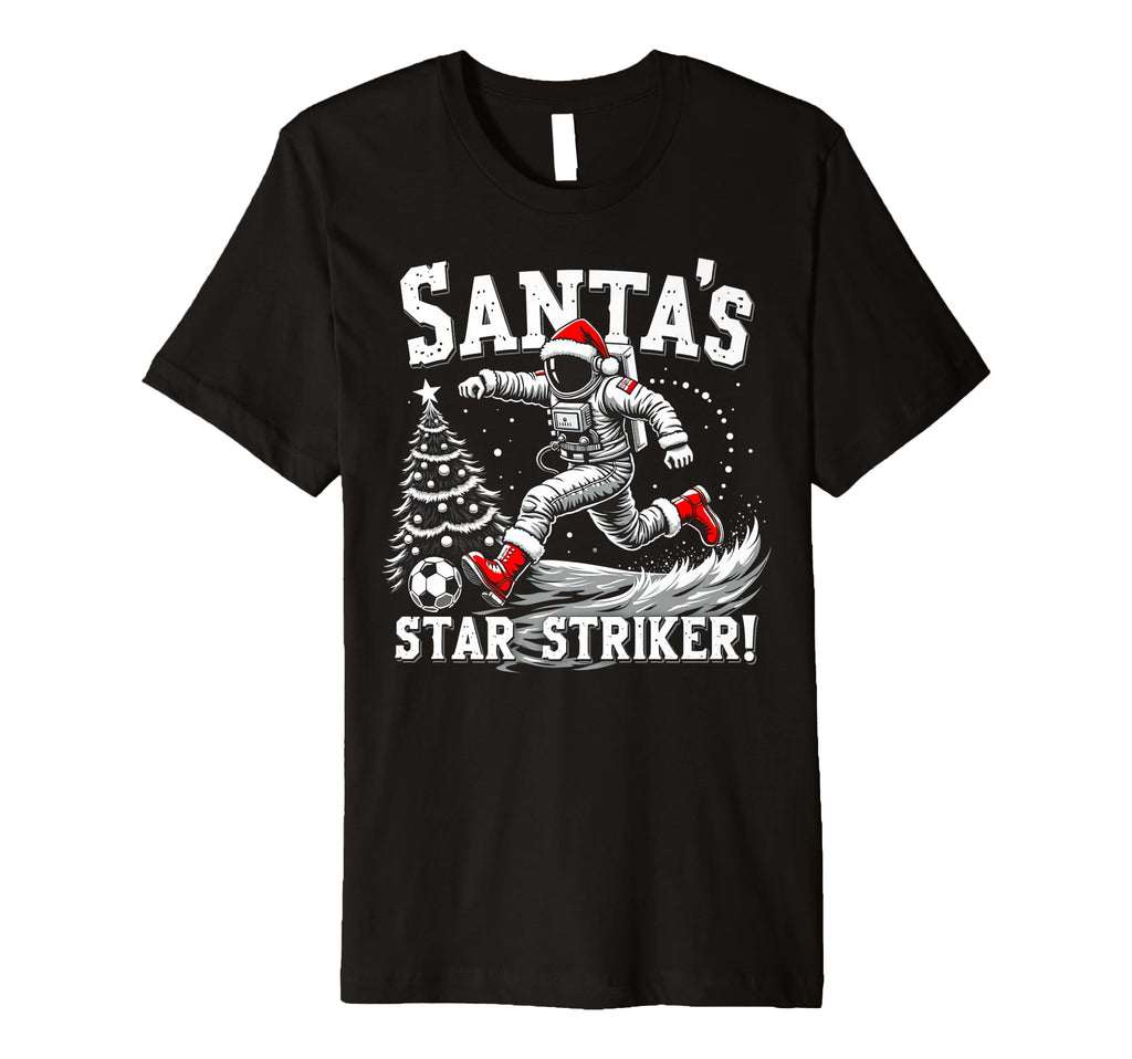 Santas Star Striker Funny Soccer T-Shirt - Aesthetic Graphic for Adults - T-Shirt, Sweatshirt, Hoodie