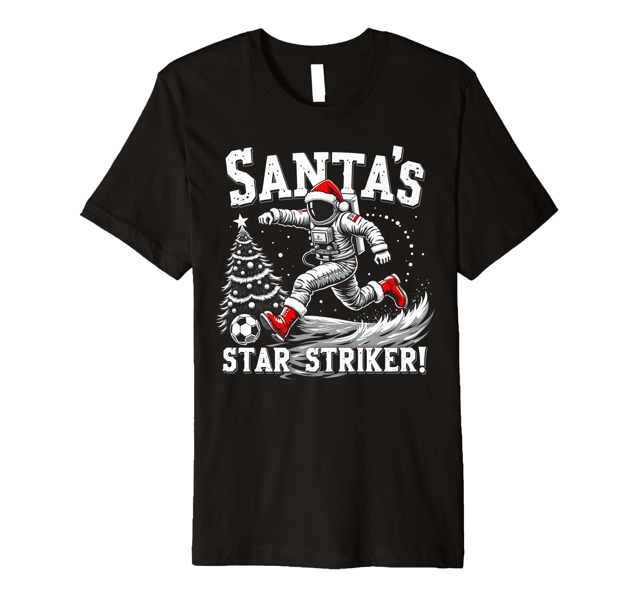 Santas Star Striker Funny Soccer T-Shirt - Aesthetic Graphic for Adults - T-Shirt, Sweatshirt, Hoodie
