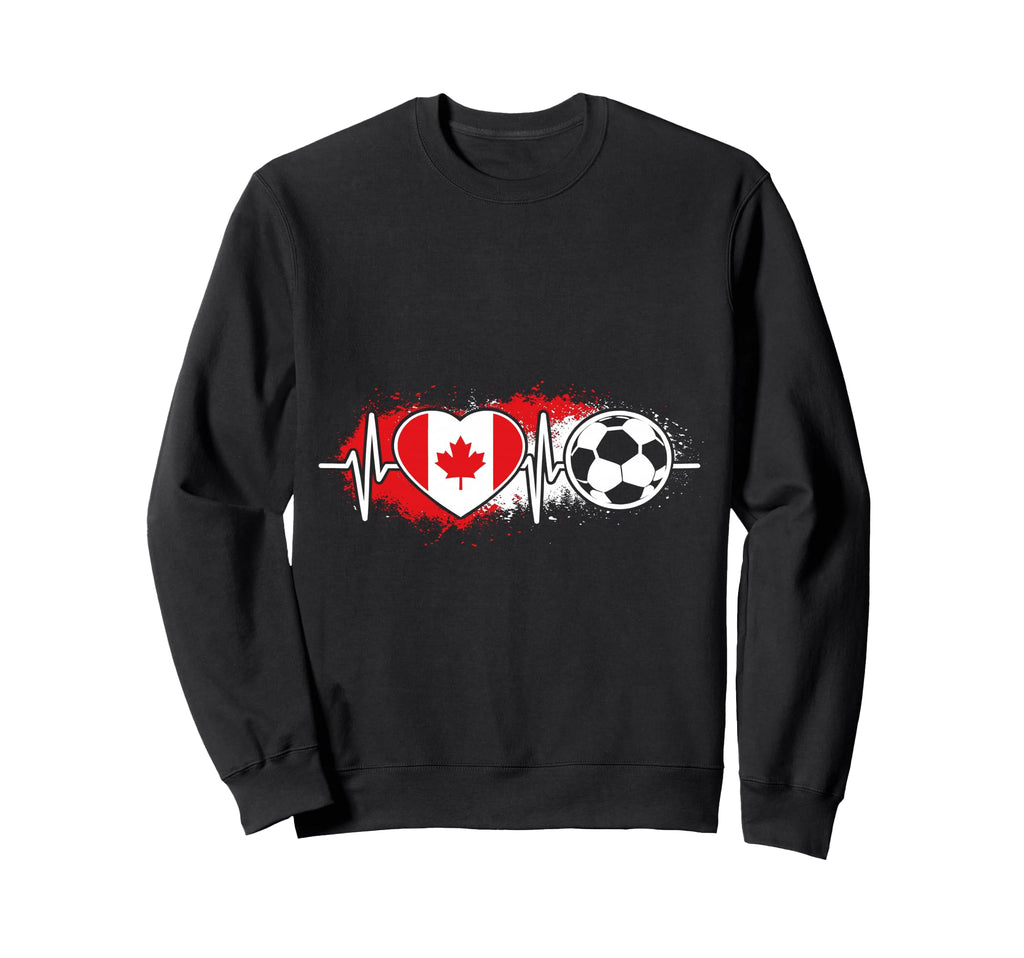 Soccer Heartbeat Canada Flag Football Sweatshirt - Streetwear Style Unisex - T-Shirt, Sweatshirt, Hoodie