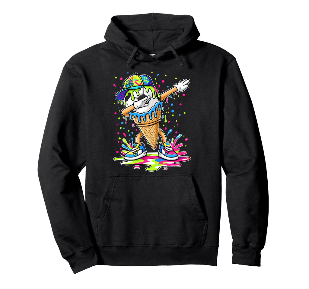 Dripping Soccer Dabbing Ice Cream Hoodie - Minimalist Print for Adults - T-Shirt, Sweatshirt, Hoodie