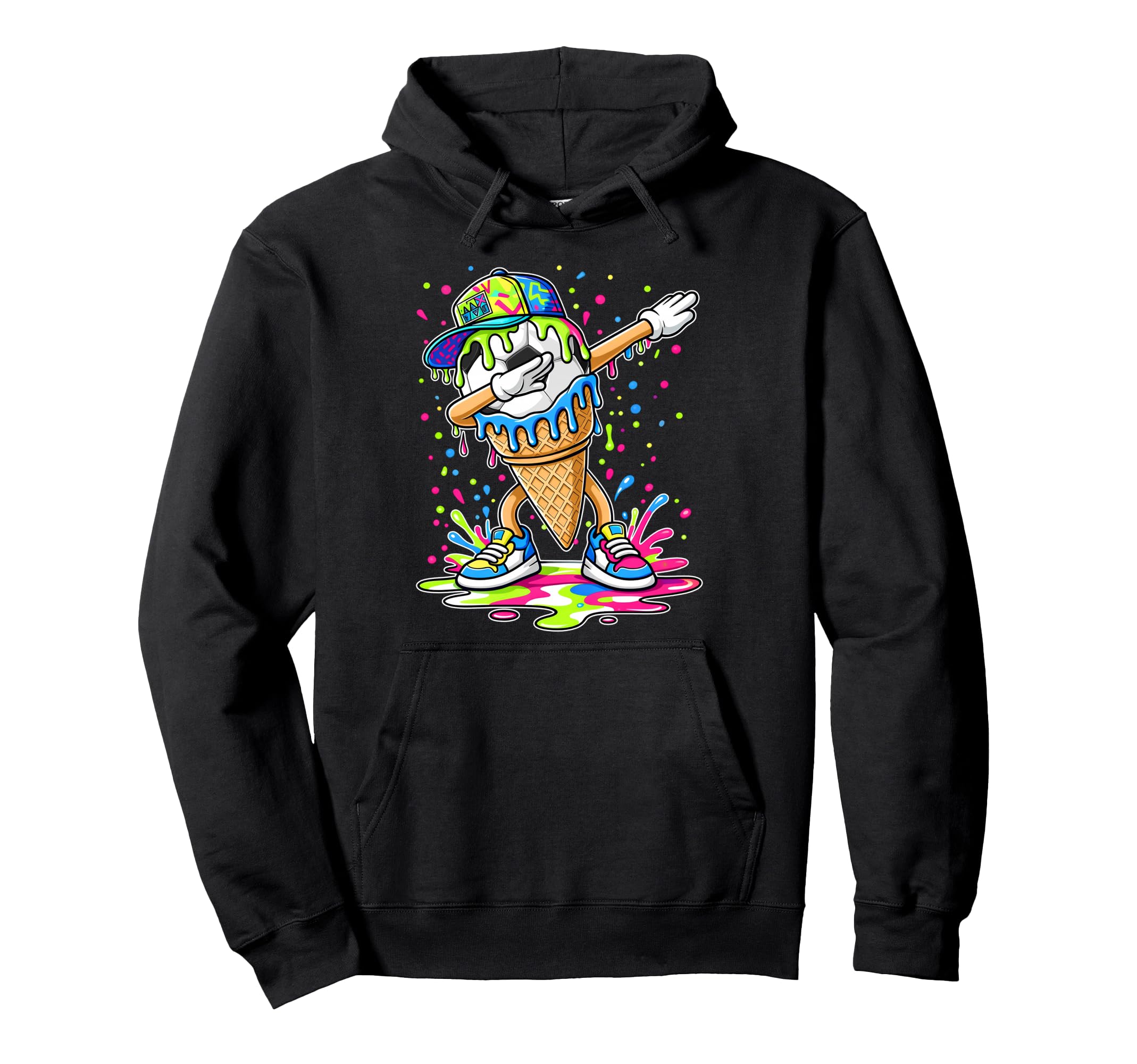Dripping Soccer Dabbing Ice Cream Hoodie - Minimalist Print for Adults - T-Shirt, Sweatshirt, Hoodie