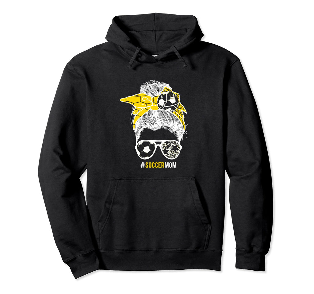 Soccer Mom Messy Bun Hair Soccer Hoodie - Trendy Graphic for Adults - T-Shirt, Sweatshirt, Hoodie