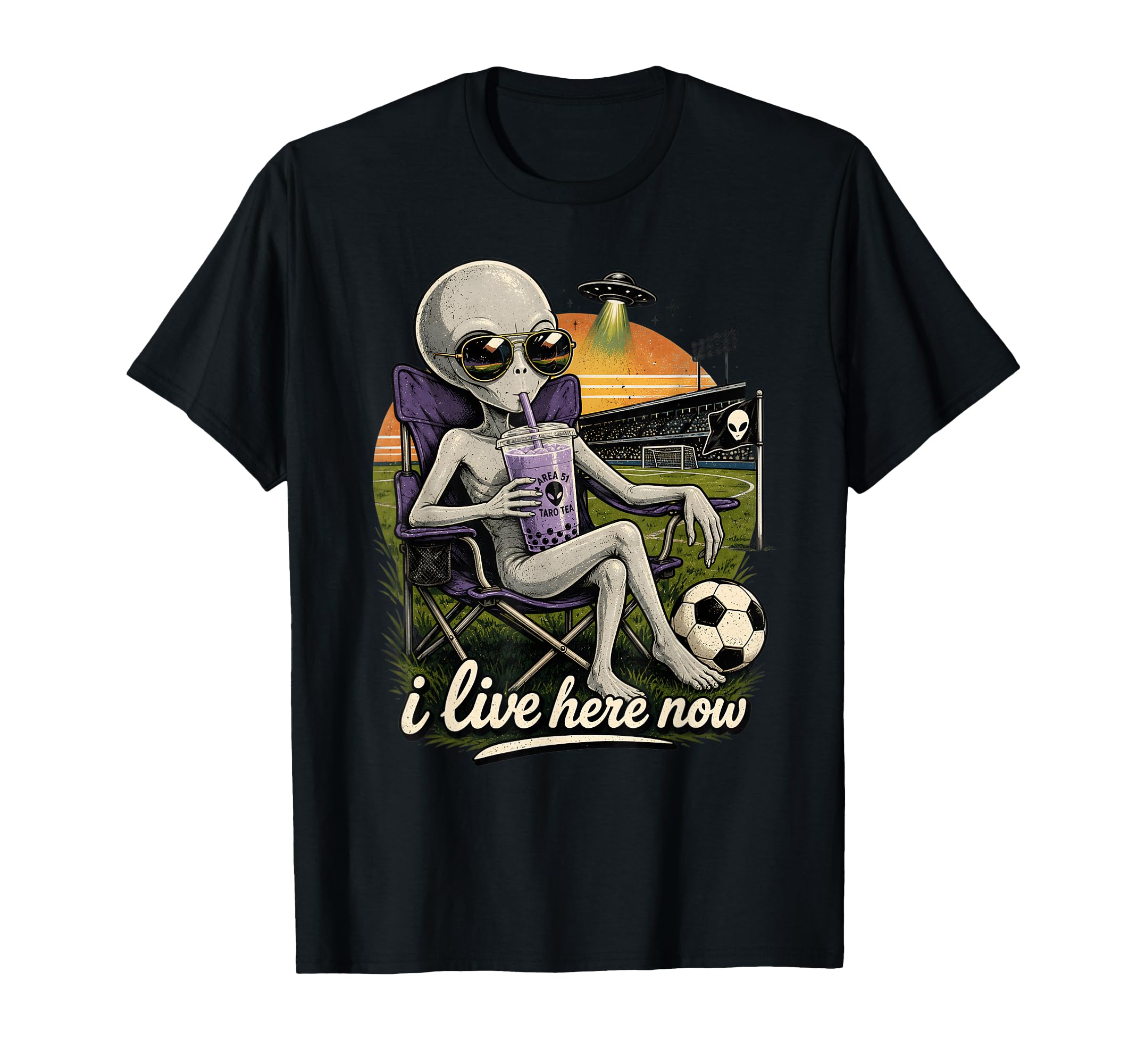 Funny Ufo Alien Soccer Field I T-Shirt - Casual Everyday Wear Men Women - T-Shirt, Sweatshirt, Hoodie