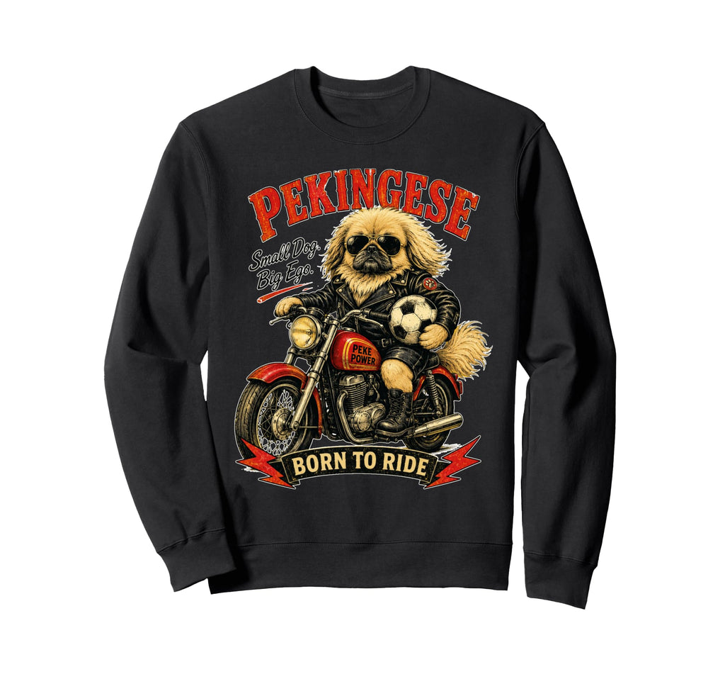 Pekingese Motorbike Love Footbal Sweatshirt - Trendy Graphic Men Women - T-Shirt, Sweatshirt, Hoodie