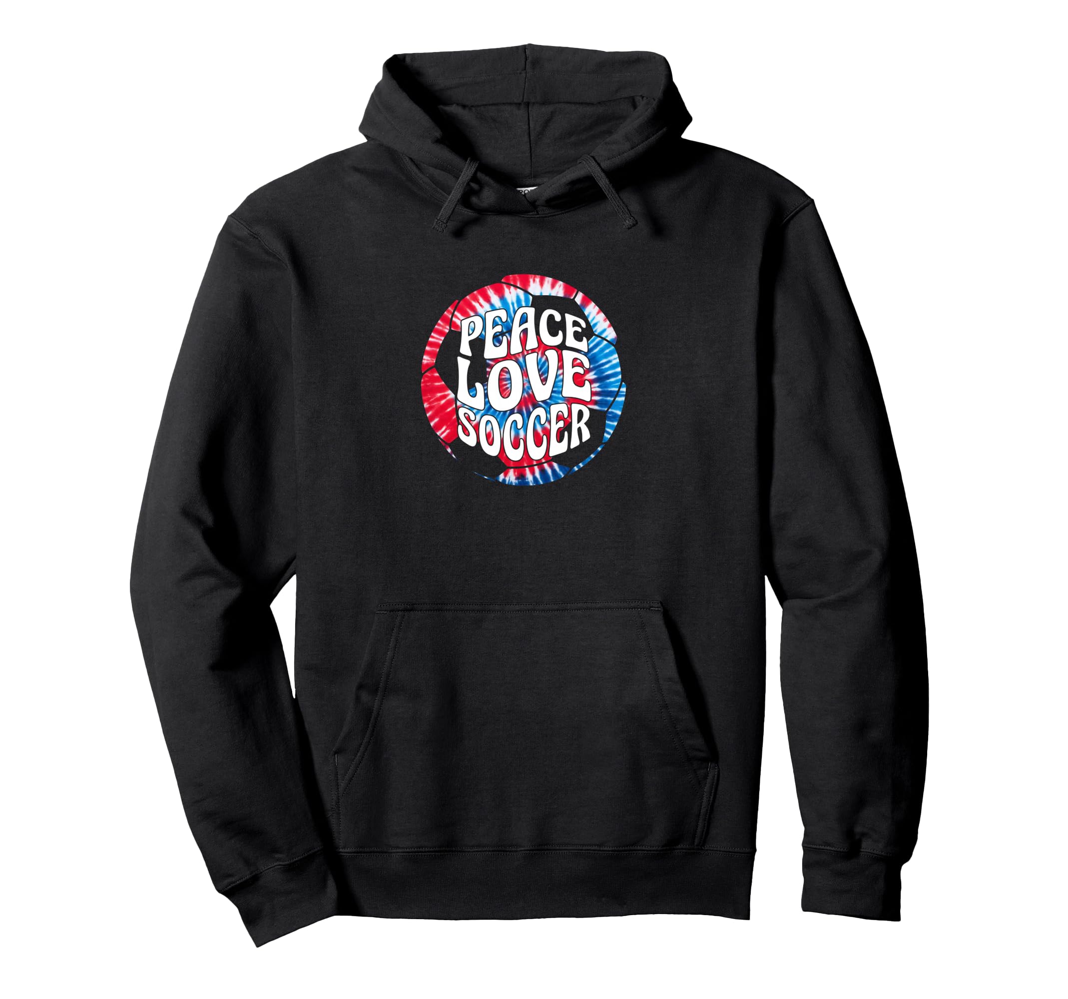 Peace Love Soccer Tie Dye Hippie Hoodie - Streetwear Style for Adults - T-Shirt, Sweatshirt, Hoodie