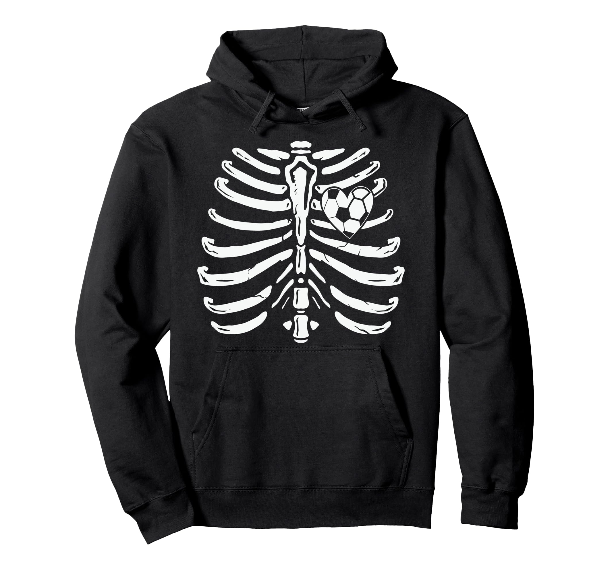 Soccer Player Heart Skeleton Ribs Hoodie - Streetwear Style for Adults - T-Shirt, Sweatshirt, Hoodie