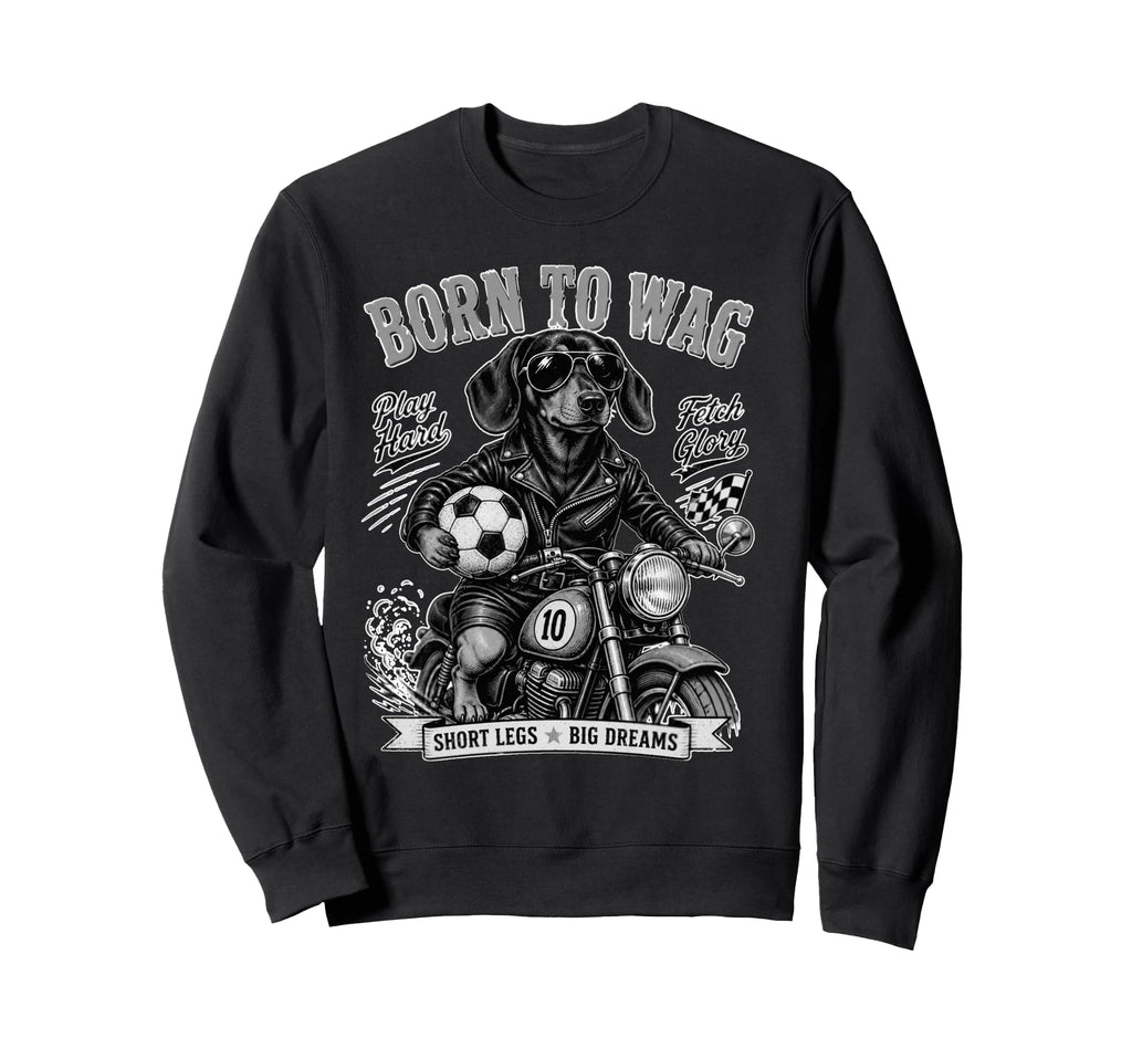 Dachshund Motorbike Love Footbal Sweatshirt - Aesthetic Graphic Unisex - T-Shirt, Sweatshirt, Hoodie