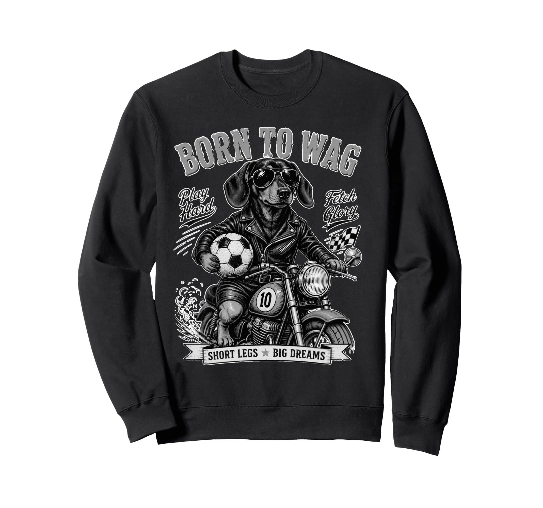 Dachshund Motorbike Love Footbal Sweatshirt - Aesthetic Graphic Unisex - T-Shirt, Sweatshirt, Hoodie