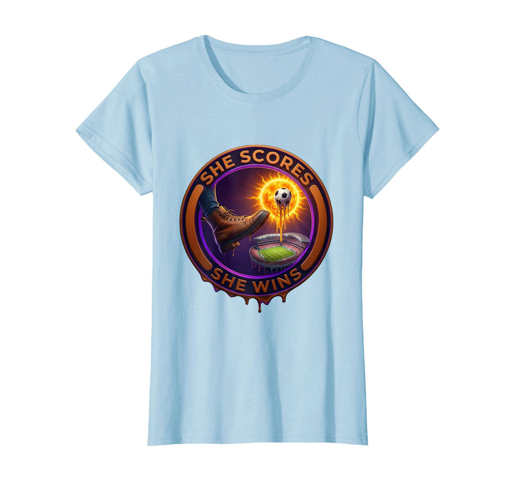 She Scores She Wins Womens Soccer T-Shirt - Novelty Apparel for Adults - T-Shirt, Sweatshirt, Hoodie