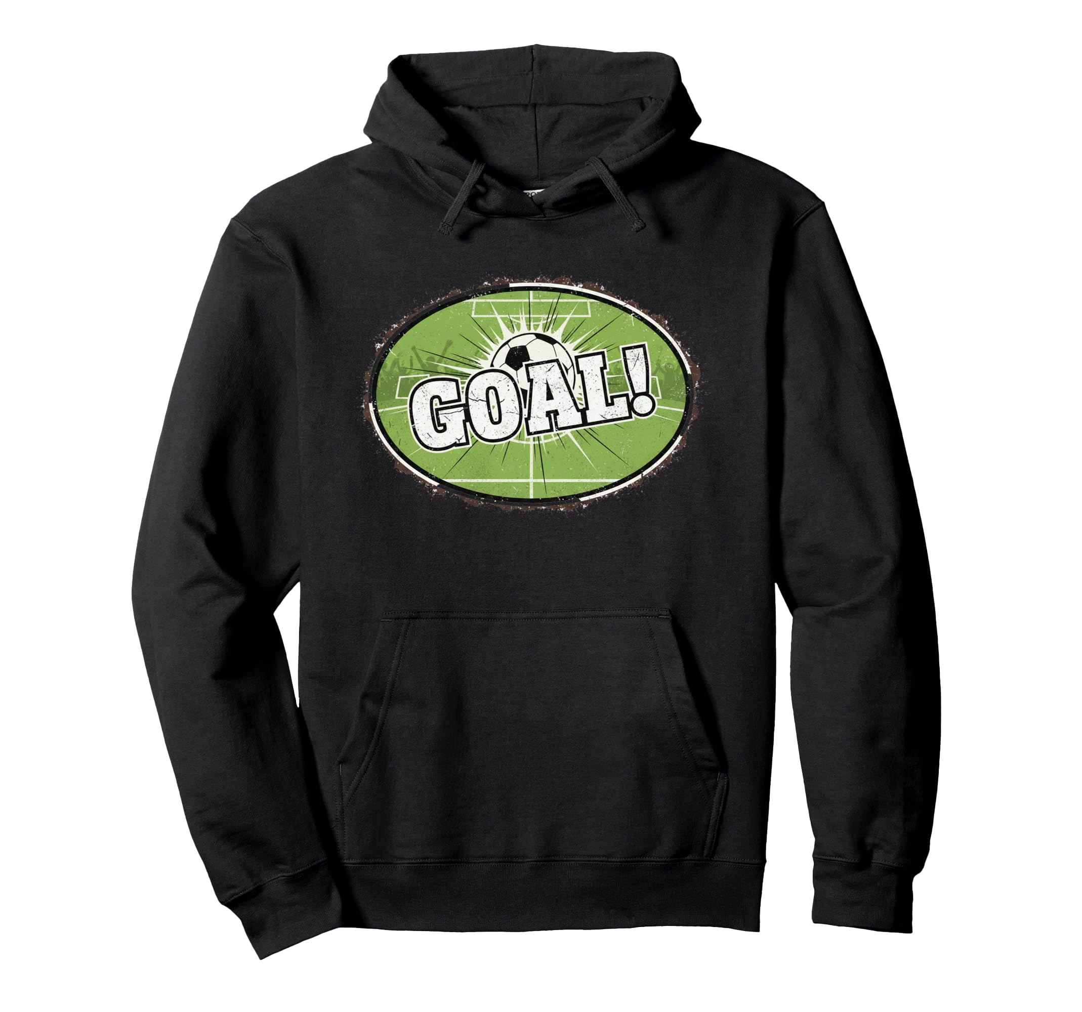 Goal Distressed Futbol Oval Soccer Hoodie - Fun Novelty Design Men Women - T-Shirt, Sweatshirt, Hoodie