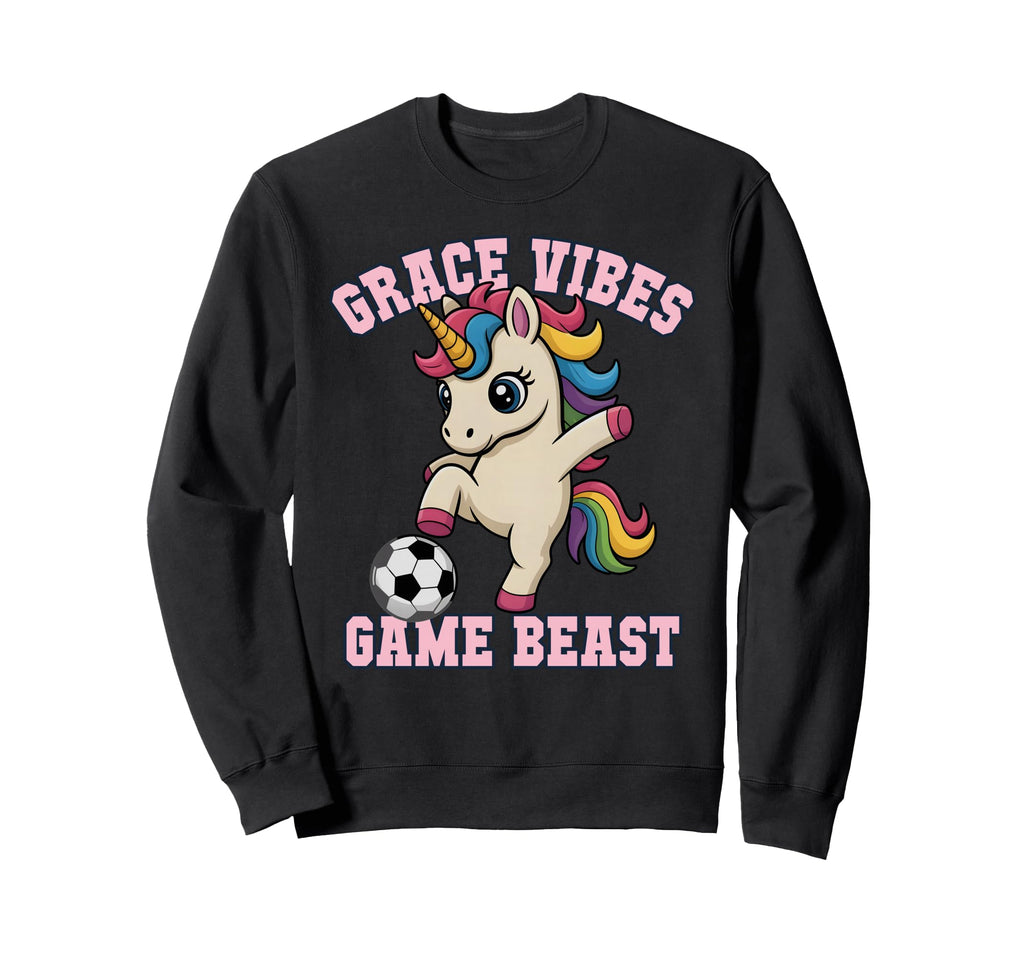 Grace Vibes Soccer Unicorn Sweatshirt - Casual Everyday Wear for Adults - T-Shirt, Sweatshirt, Hoodie