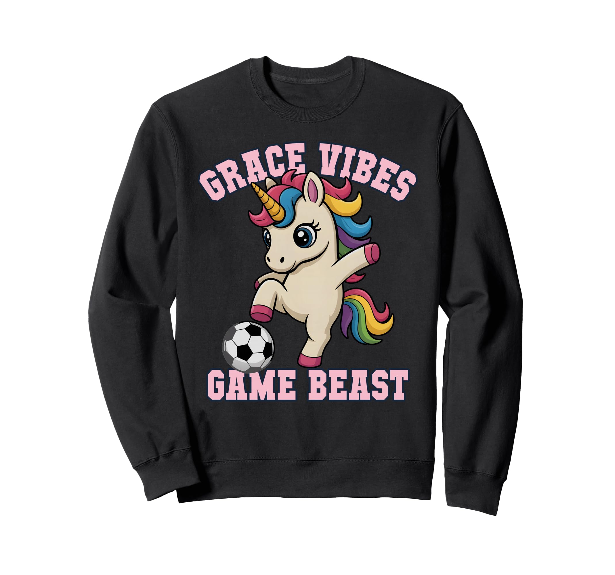 Grace Vibes Soccer Unicorn Sweatshirt - Casual Everyday Wear for Adults - T-Shirt, Sweatshirt, Hoodie