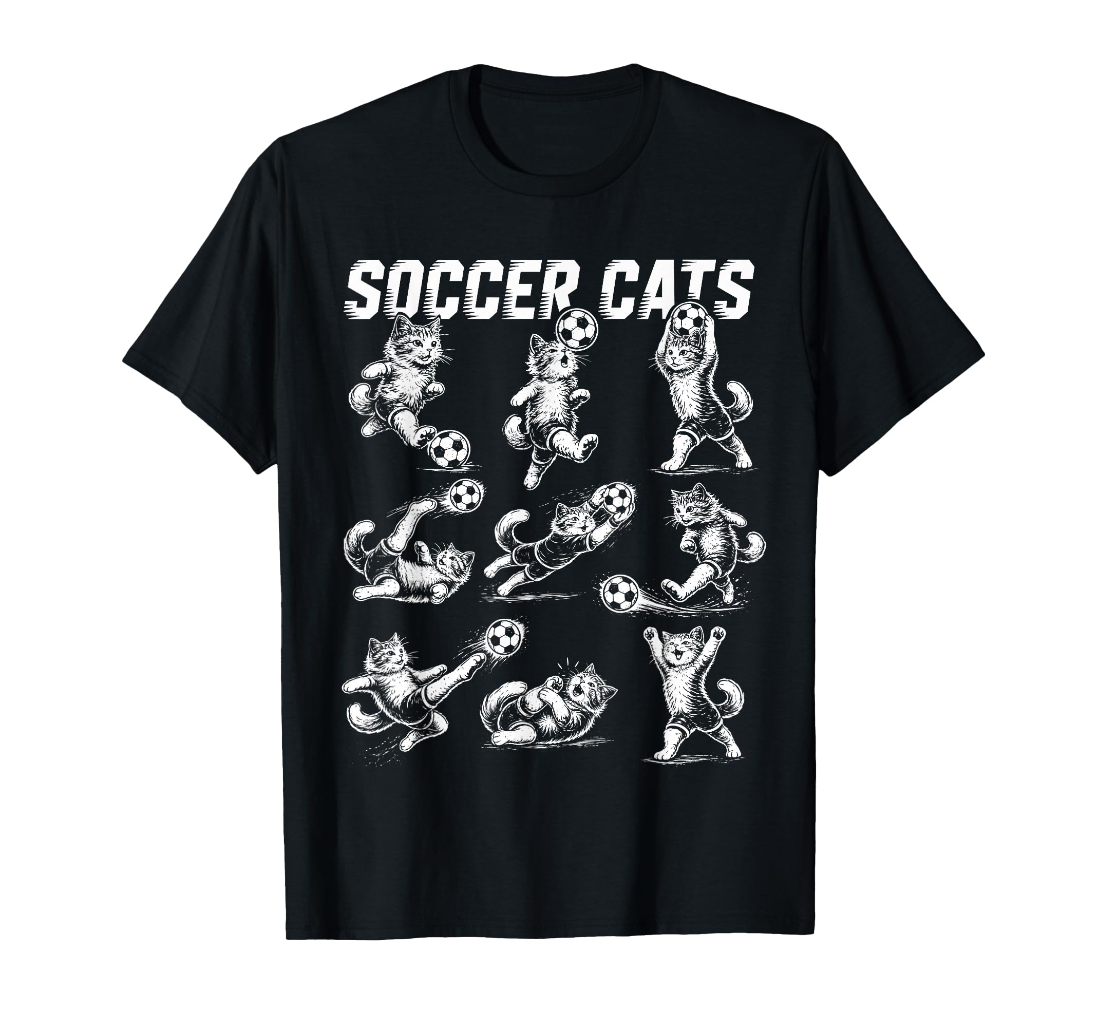 Soccer Cats Kitten Football T-Shirt - Unique Graphic for Adults - T-Shirt, Sweatshirt, Hoodie