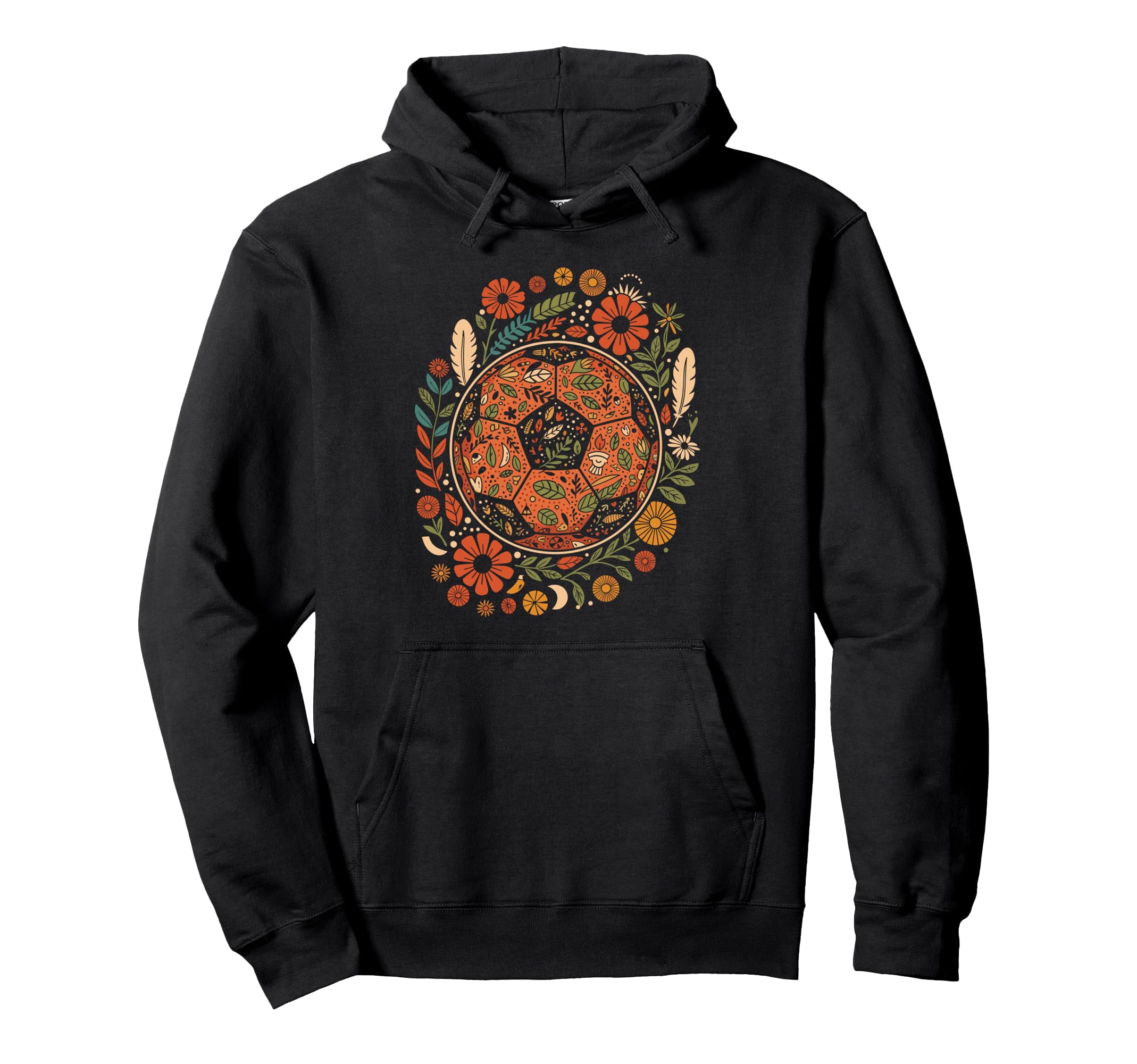Boho Flower Soccer Ball Hoodie - Custom Art Print Unisex - T-Shirt, Sweatshirt, Hoodie