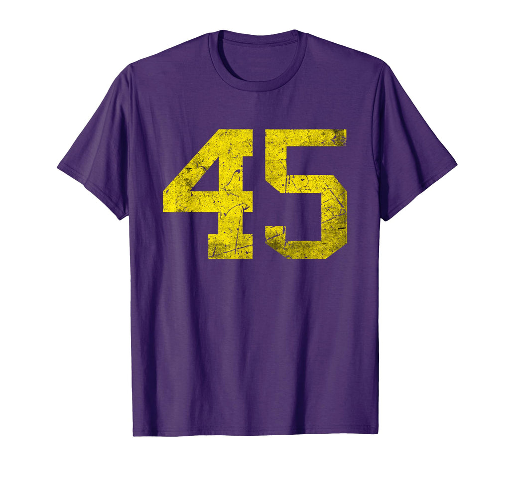 Distressed Number 45 Yellow Sport T-Shirt - Fun Novelty Design Men Women - T-Shirt, Sweatshirt, Hoodie