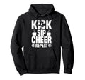 Kick Sip Cheer Repeat Soccer Coffee Lover Hoodie - Trendy Graphic Men Women - T-Shirt, Sweatshirt, Hoodie