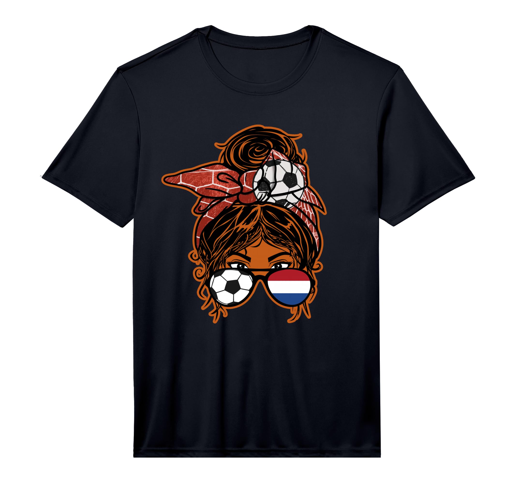 Messy Bun Hair Brown Skin Soccer T-Shirt - Custom Art Print Men Women - T-Shirt, Sweatshirt, Hoodie