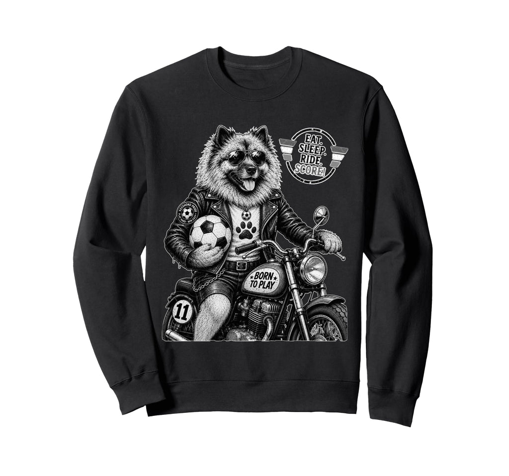 Keeshond Motorbike Love Footbal Sweatshirt - Minimalist Print Unisex - T-Shirt, Sweatshirt, Hoodie