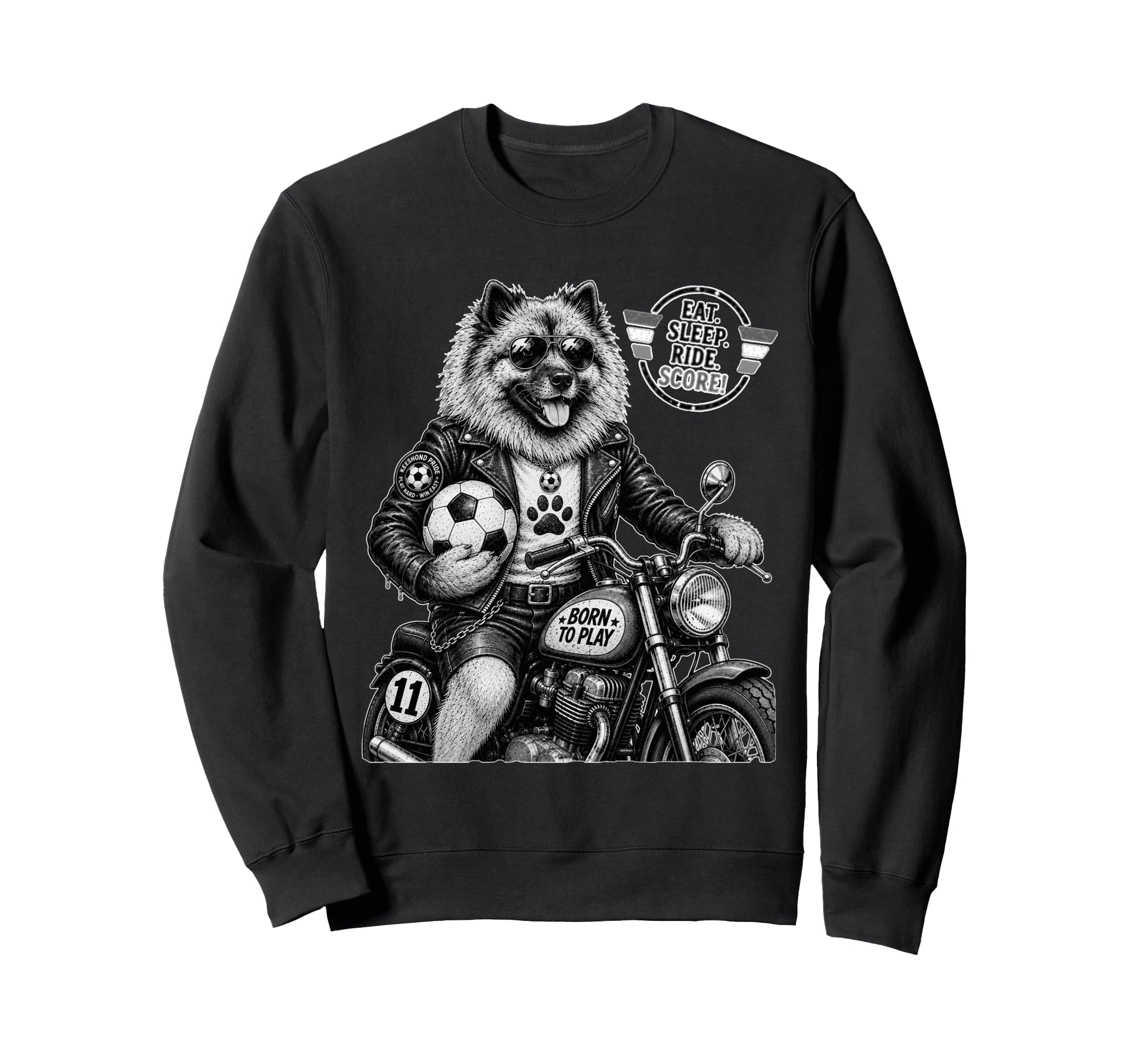 Keeshond Motorbike Love Footbal Sweatshirt - Minimalist Print Unisex - T-Shirt, Sweatshirt, Hoodie