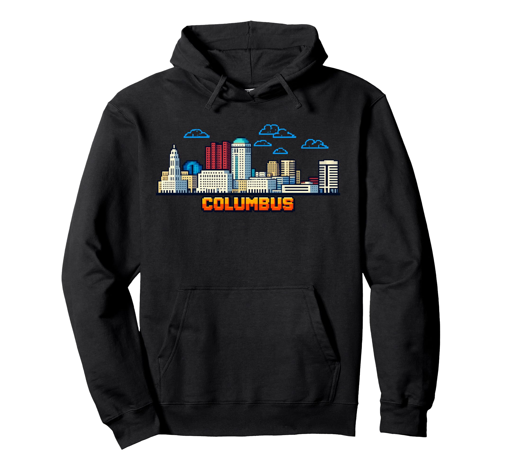 Columbus 8 Bit Video Arcade Gamer Hoodie - Trendy Graphic for Adults - T-Shirt, Sweatshirt, Hoodie