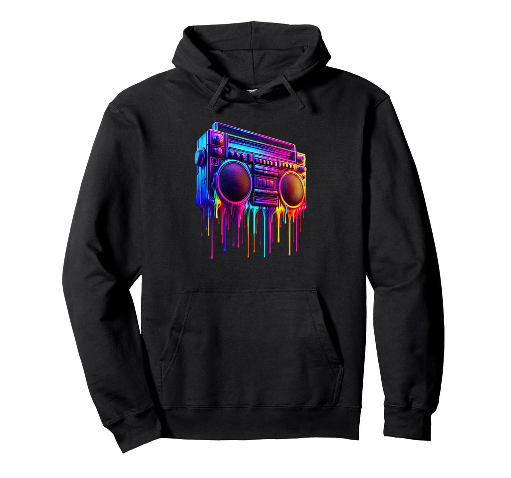 Dripping Paint Boombox Old School Hoodie - Casual Everyday Wear for Adults - T-Shirt, Sweatshirt, Hoodie