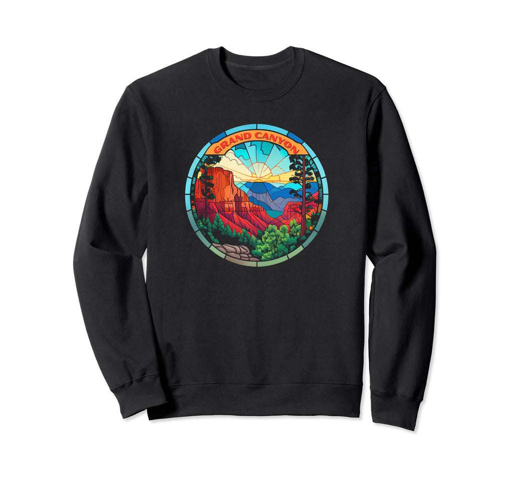 Grand Canyon Stained Glass Artistic Sweatshirt - Unique Graphic Unisex - T-Shirt, Sweatshirt, Hoodie
