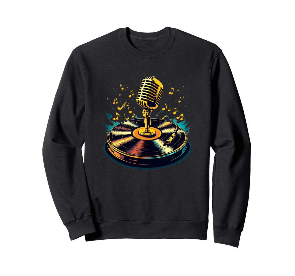 Old School Hip Hop Mic Vinyl Flow Sweatshirt - Casual Everyday Wear Unisex - T-Shirt, Sweatshirt, Hoodie