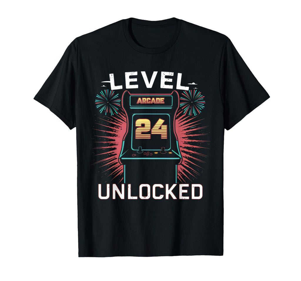 Level 24 Unlocked Video Game 24Th T-Shirt - Novelty Apparel for Adults - T-Shirt, Sweatshirt, Hoodie