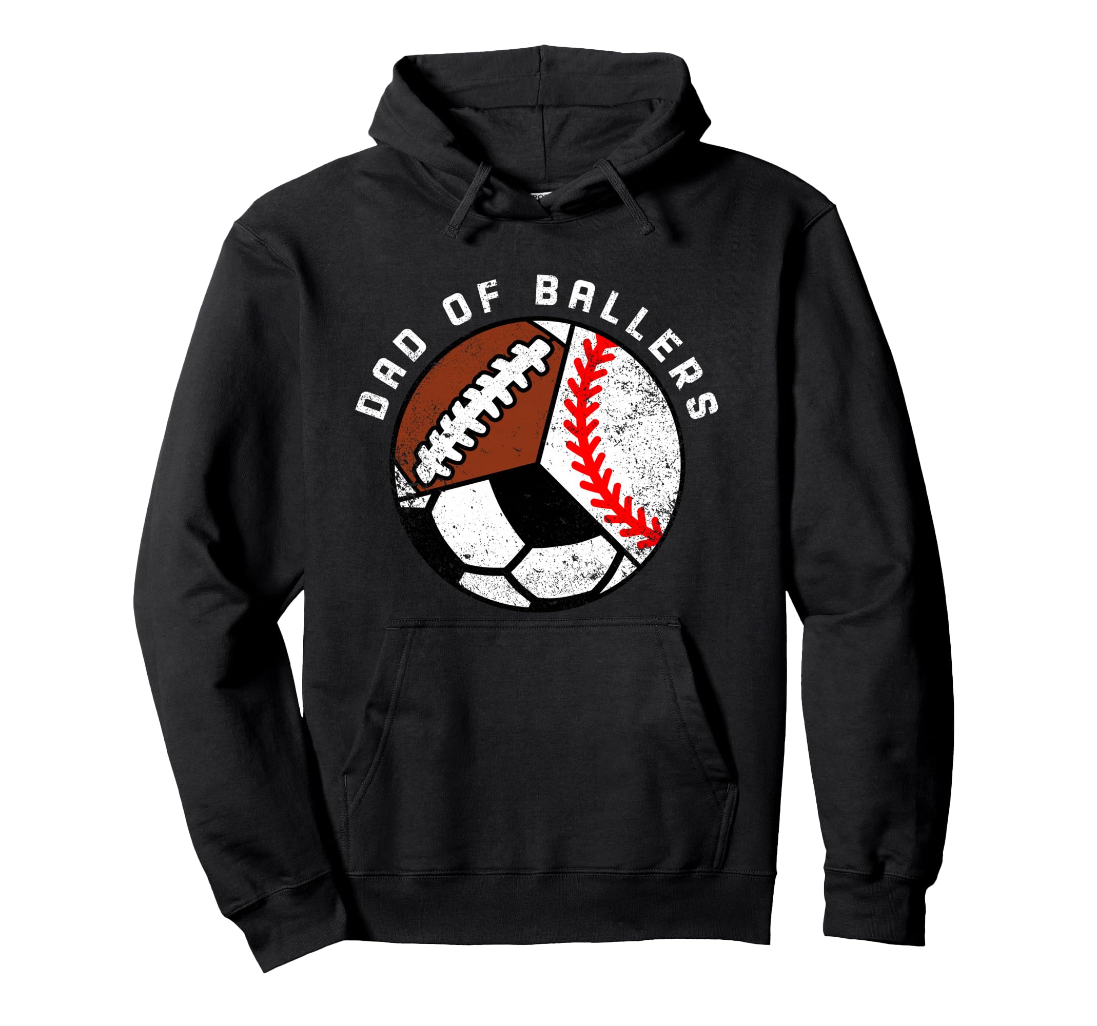 Dad Ballers Funny Baseball Soccer Hoodie - Novelty Apparel for Adults - T-Shirt, Sweatshirt, Hoodie