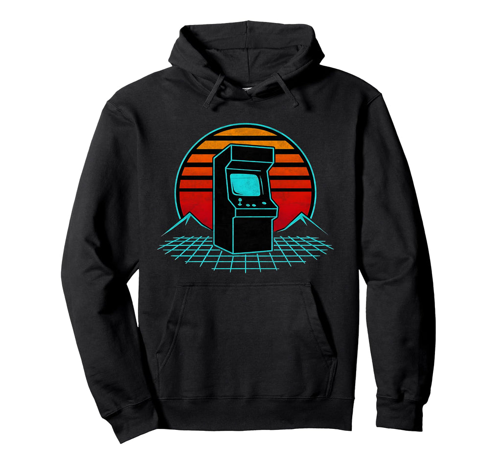 Arcade Sunset Gamer Synthwave Arcade Hoodie - Custom Art Print Men Women - T-Shirt, Sweatshirt, Hoodie