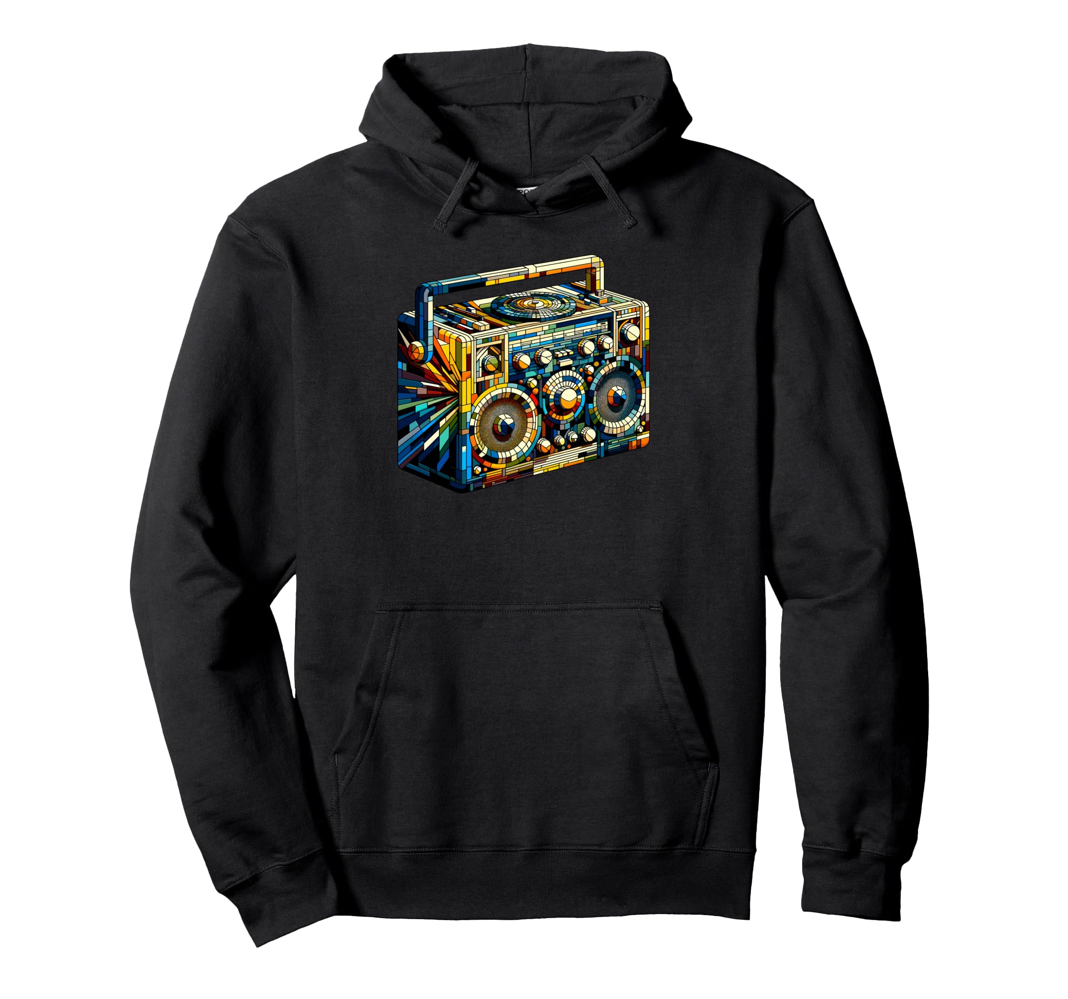 Polygon Art Boombox Old School 80S Hoodie - Streetwear Style for Adults - T-Shirt, Sweatshirt, Hoodie