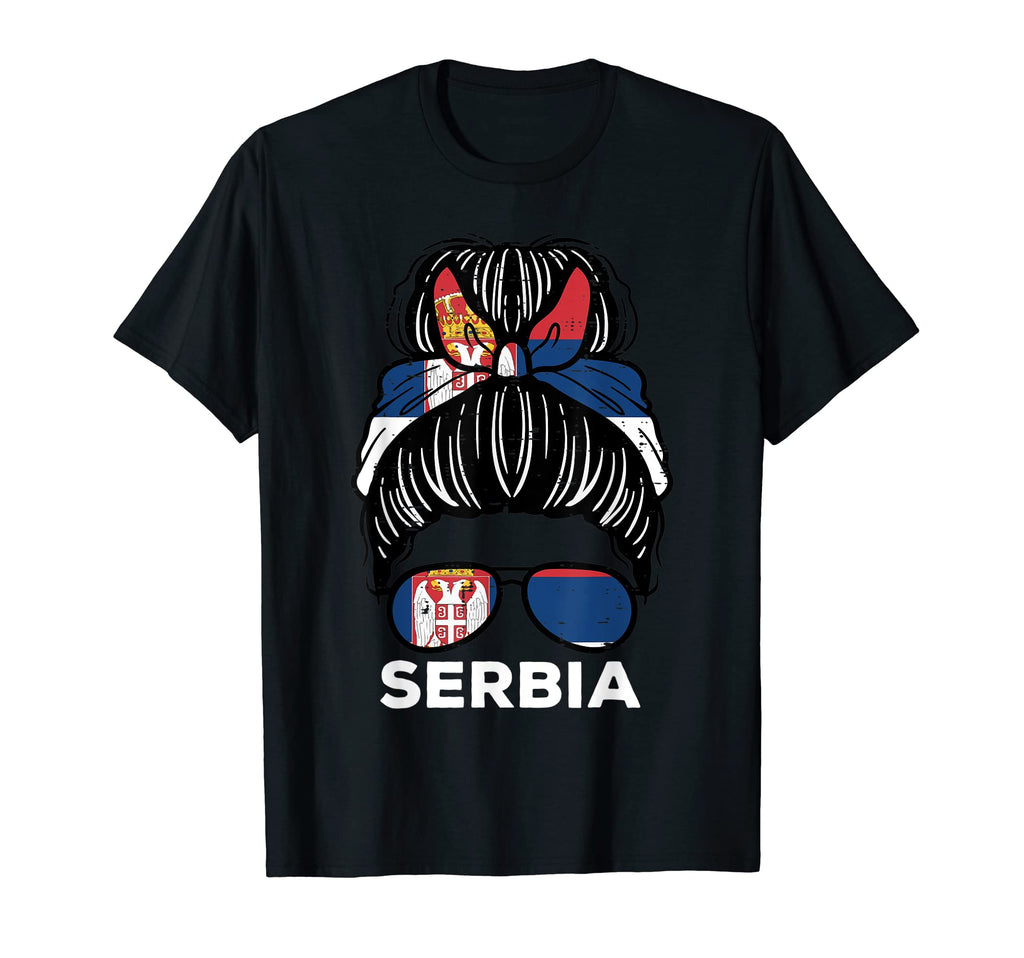 Serbia Flag Serbian Hairbun Football T-Shirt - Novelty Apparel Men Women - T-Shirt, Sweatshirt, Hoodie