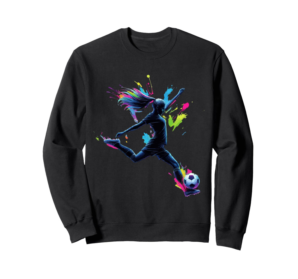 Colorful Neon Soccer Art Splash Sweatshirt - Novelty Apparel for Adults - T-Shirt, Sweatshirt, Hoodie