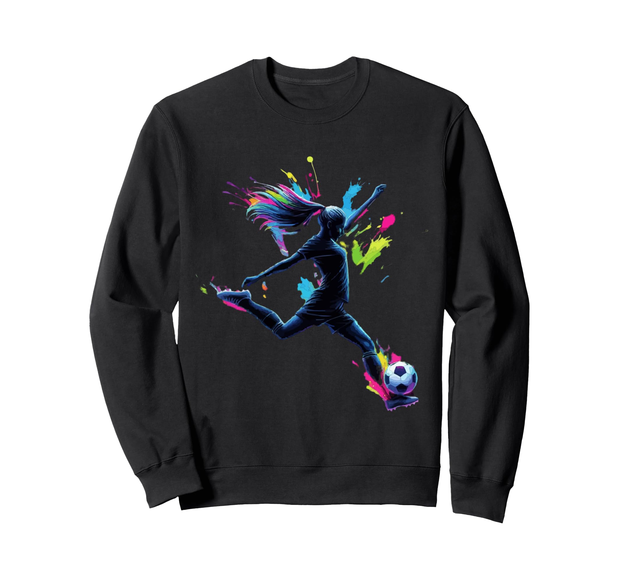 Colorful Neon Soccer Art Splash Sweatshirt - Novelty Apparel for Adults - T-Shirt, Sweatshirt, Hoodie
