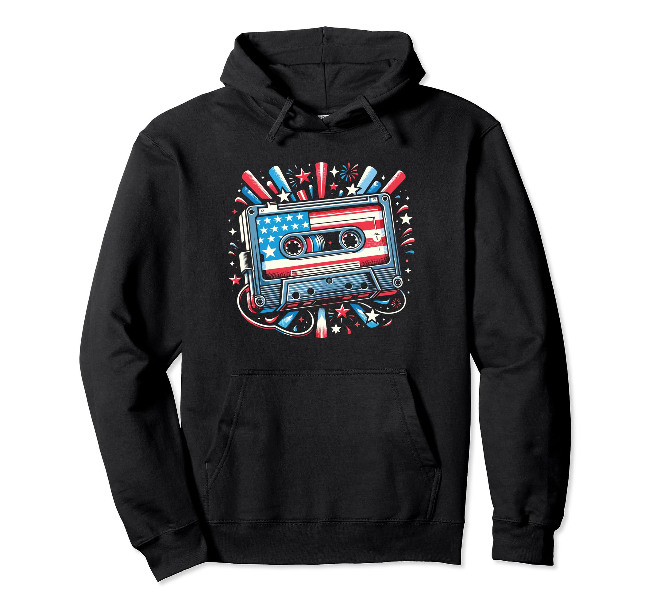4Th July Cassette Tape Hoodie - Fun Novelty Design for Adults - T-Shirt, Sweatshirt, Hoodie