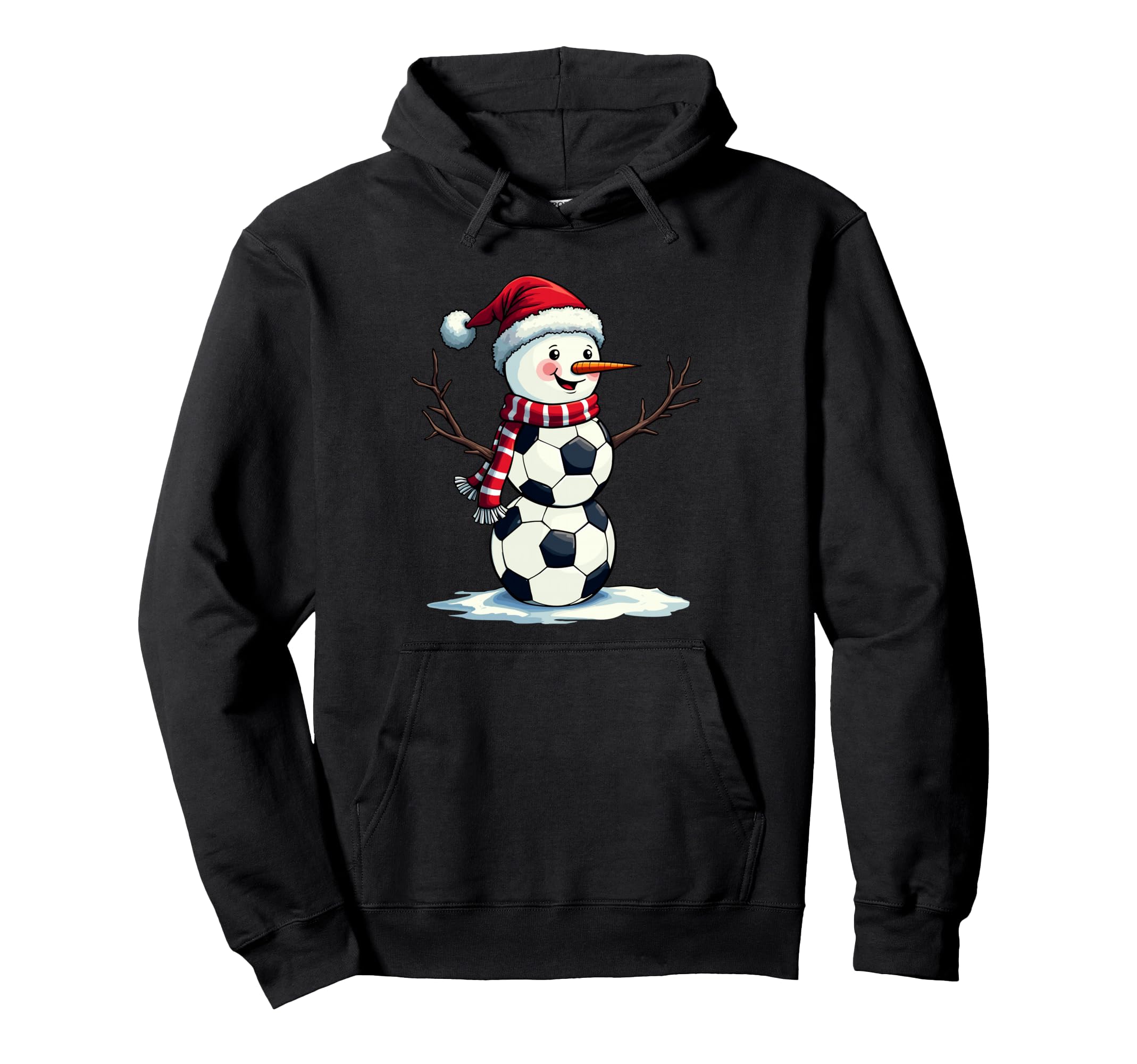 Funny Football Soccer Snowman Hoodie - Custom Art Print Men Women - T-Shirt, Sweatshirt, Hoodie