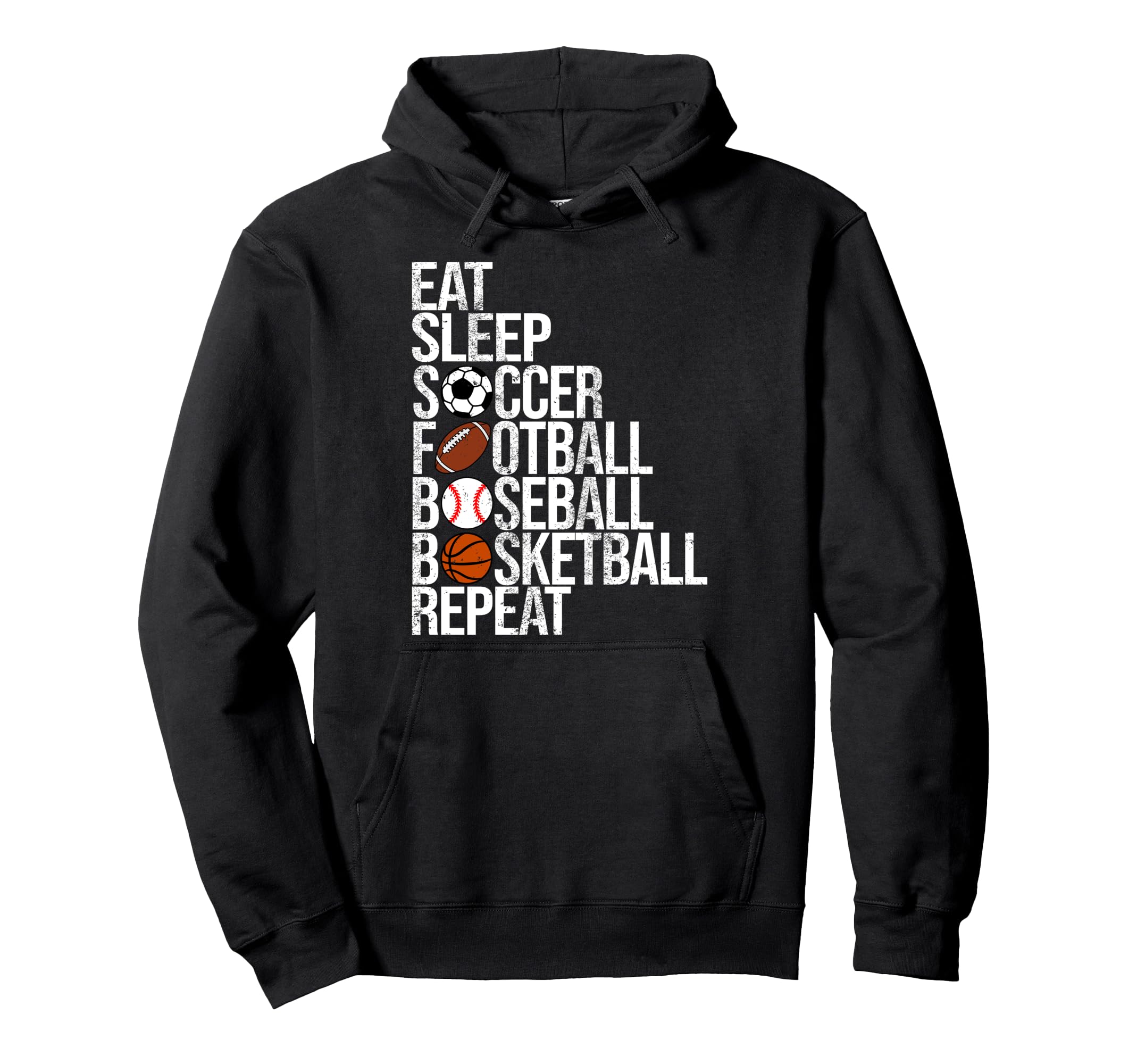 Eat Sleep Soccer Football Baseball Hoodie - Graphic Print for Adults - T-Shirt, Sweatshirt, Hoodie