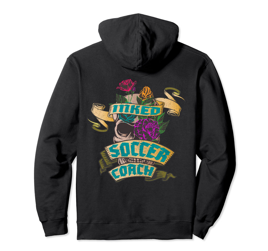 Soccer Coach Inked Skull Tattoo Backside Hoodie - Minimalist Print Unisex - T-Shirt, Sweatshirt, Hoodie