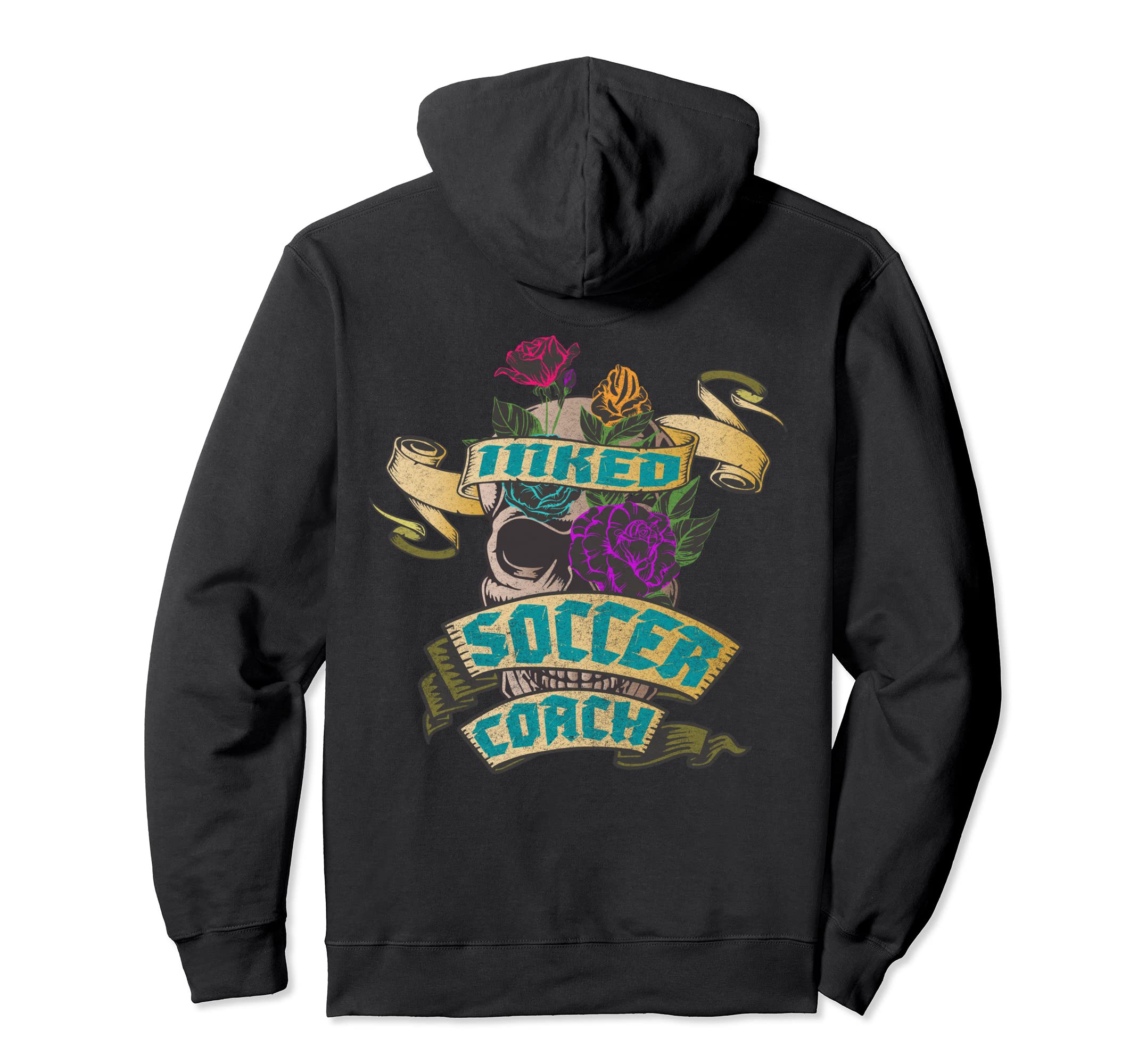 Soccer Coach Inked Skull Tattoo Backside Hoodie - Minimalist Print Unisex - T-Shirt, Sweatshirt, Hoodie
