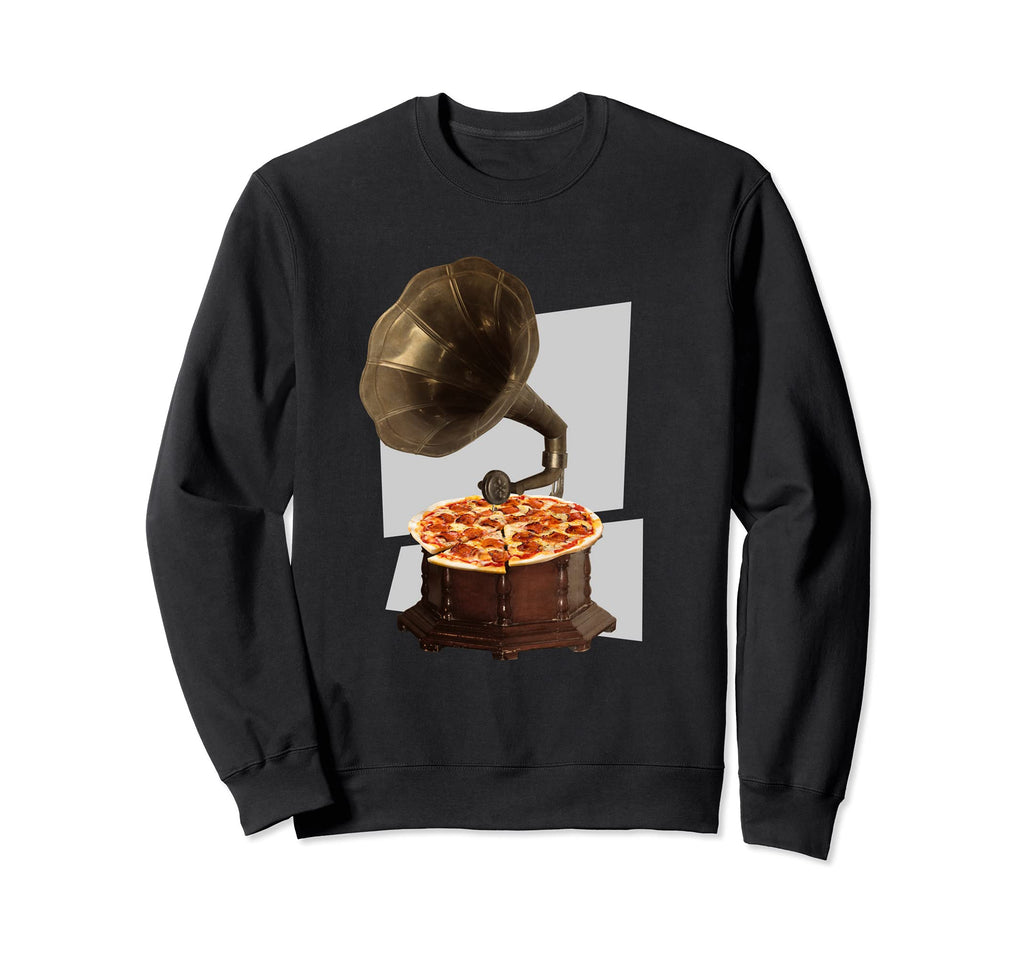 Vinyl Player Pizza Sweatshirt - Novelty Apparel Unisex - T-Shirt, Sweatshirt, Hoodie