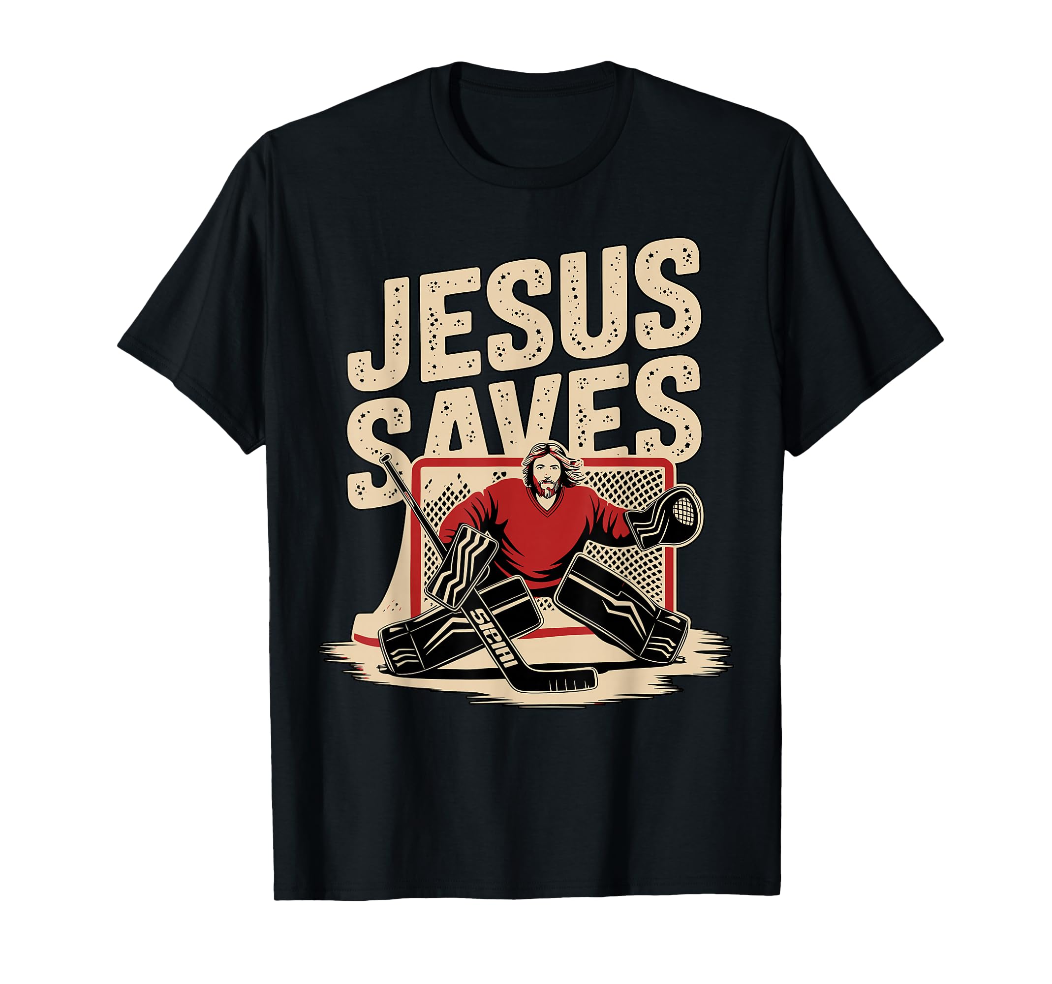 Jesus Saves Ice Hockey Goalkeeper T-Shirt - Trendy Graphic for Adults - T-Shirt, Sweatshirt, Hoodie